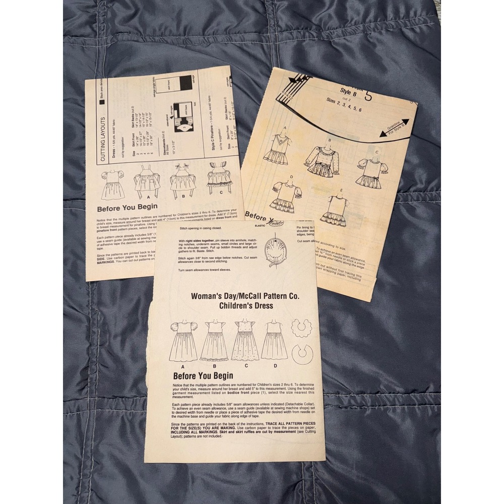 Vtg Woman's Day McCall Pattern Co Childrens Dress Sewing Instructions Sizes 2-6